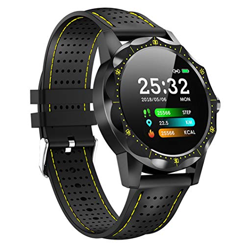 LTLJX Smartwatch, 1.3 Inch Reloj Inteligente Deporte con Pulsómetro Presión Arterial, Monitor de Sueño Podómetro Contador de Caloría Impermeable IP68 para Hombre Mujer Rosa,Amarillo