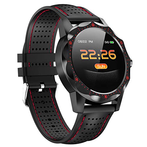 LTLJX Smartwatch, 1.3 Inch Reloj Inteligente Deporte con Pulsómetro Presión Arterial, Monitor de Sueño Podómetro Contador de Caloría Impermeable IP68 para Hombre Mujer Rosa,Rojo