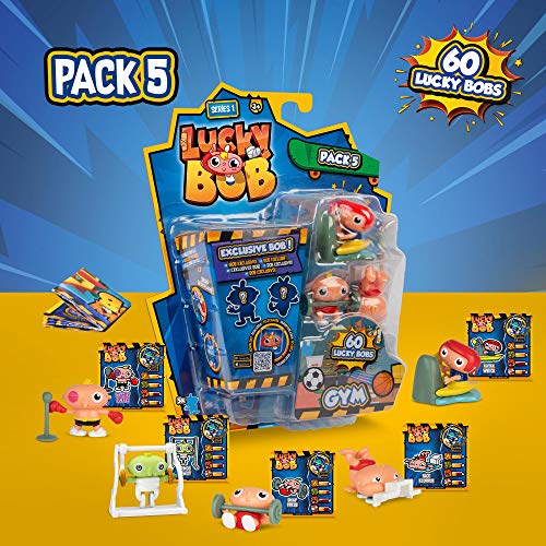 LUCKY BOB Pack de 5 Figuras divertidas y coleccionables con sus Accesorios de Gimnasio | Temática GYM