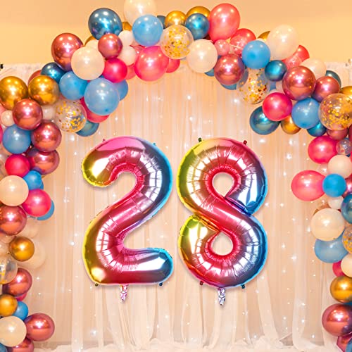 LUTER 40 Pulgadas Globos Numéricos Arcoíris 8, Globos de Cumpleaños Numeros Globos con Numeros Números Helio Globos Numéricos Arcoíris para Decoración de Celebración de Fiestas de Cumpleaños