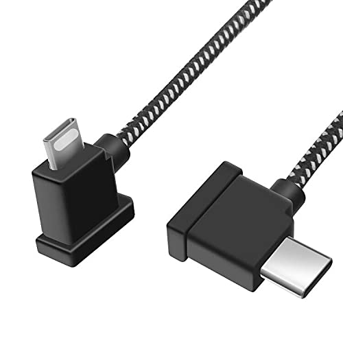 LYONGTECH Cable trenzado de nailon USB C a iOS de 11.8 pulgadas para control remoto DJI Mini 2/Mavic Air 2, 1FT OTG Tablet Phone Extensión larga Cable de datos RC (conector iOS)