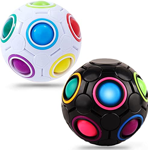 Mágica Arco Iris Gyroscope Ball –Pelota Antiestres -Stress Ball Fidget Toy - Juguetes Sensoriales para Anti Estrés - Regalos para Niños y Adultos (Blanco + negro)