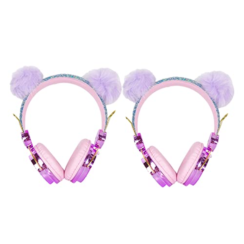 MagiDeal 2X Cute Glitter Bear Kids Límite de Volumen de Auriculares para Niñas Niños