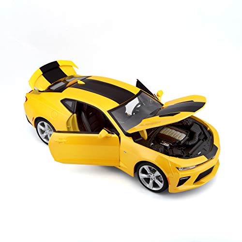 Maisto Chevrolet Camaro SS 'Bumblebee': modelo de automóvil con suspensión, escala 1:18, puertas y capó móviles, modelo terminado, orientable, 24 cm, rojo