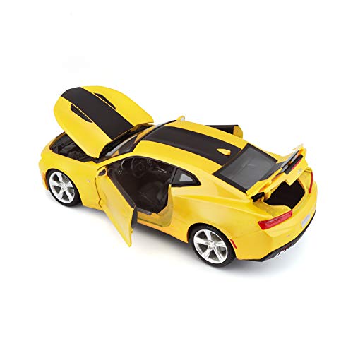 Maisto Chevrolet Camaro SS 'Bumblebee': modelo de automóvil con suspensión, escala 1:18, puertas y capó móviles, modelo terminado, orientable, 24 cm, rojo