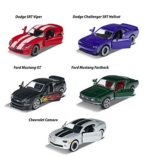 Majorette - Pack 5 Coches de Metal de 7.5 cm (Escala 1:64) Muscle Cars ( 2053168)