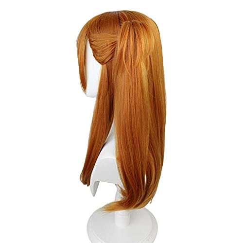 MAOMA Peluca Cosplay Anime,Peluca Neon Genesis Evangelion Asuka Langley Soryu,Twin Ponytail Long Straight Brown Peluca Cosplay,con Red de Peluca Gratis,Halloween Hair,para Cosplay de Fiesta ​diari