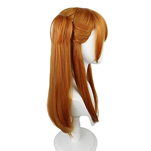 MAOMA Peluca Cosplay Anime,Peluca Neon Genesis Evangelion Asuka Langley Soryu,Twin Ponytail Long Straight Brown Peluca Cosplay,con Red de Peluca Gratis,Halloween Hair,para Cosplay de Fiesta ​diari