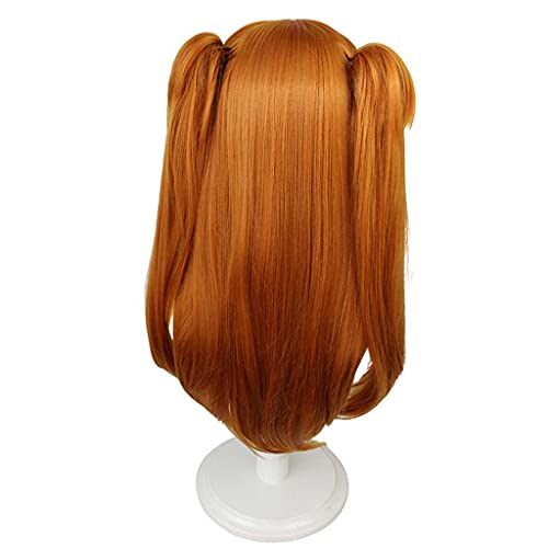 MAOMA Peluca Cosplay Anime,Peluca Neon Genesis Evangelion Asuka Langley Soryu,Twin Ponytail Long Straight Brown Peluca Cosplay,con Red de Peluca Gratis,Halloween Hair,para Cosplay de Fiesta ​diari