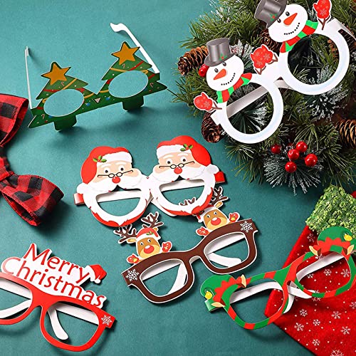 Marco de gafas de Navidad Runmeihe, 9 piezas, anteojos de Navidad de dibujos animados creativos, suministros para fiestas, gafas de juguete, accesorios para fotos para fiestas