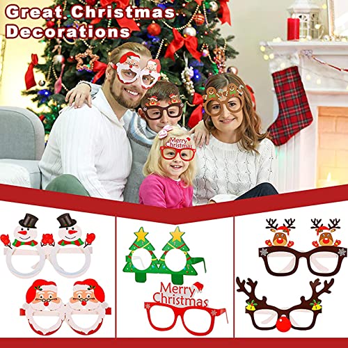 Marco de gafas de Navidad Runmeihe, 9 piezas, anteojos de Navidad de dibujos animados creativos, suministros para fiestas, gafas de juguete, accesorios para fotos para fiestas