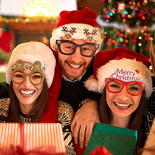 Marco de gafas de Navidad Runmeihe, 9 piezas, anteojos de Navidad de dibujos animados creativos, suministros para fiestas, gafas de juguete, accesorios para fotos para fiestas