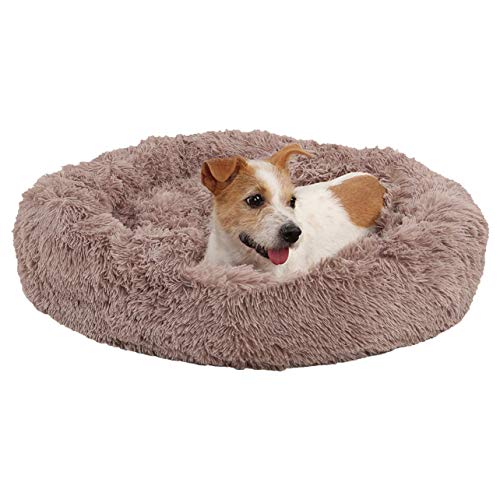 MARSPOWER Cama para Perros Cómoda Colcha para Abrazos de donas Cama Redonda para Mascotas Cama súper Suave Lavable para Perros y Gatos Accesorios para Mascotas - Café Ligero 70cm