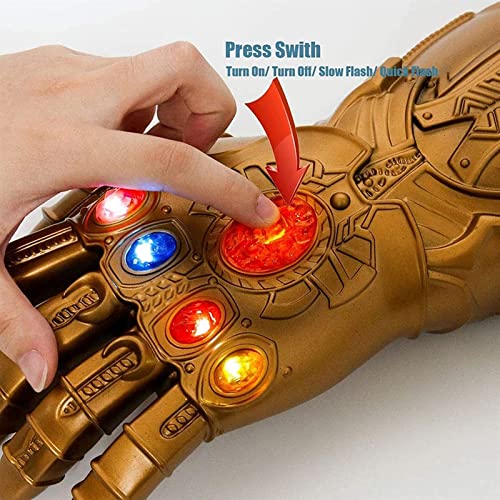 Marvel Avengers Guante, Thanos Gems con 6 LED Iron Man Infinity Gauntlet War Infinity,Accesorios de Fiesta de Cosplay Aldult