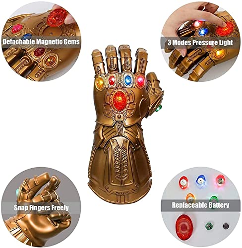 Marvel Avengers Guante, Thanos Gems con 6 LED Iron Man Infinity Gauntlet War Infinity,Accesorios de Fiesta de Cosplay Aldult