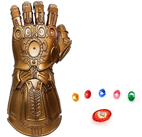 Marvel Avengers Guante, Thanos Gems con 6 LED Iron Man Infinity Gauntlet War Infinity,Accesorios de Fiesta de Cosplay Aldult