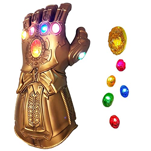 Marvel Avengers Guante, Thanos Gems con 6 LED Iron Man Infinity Gauntlet War Infinity,Accesorios de Fiesta de Cosplay Child