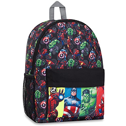 Marvel Mochilas Escolares De Los Vengadores, Mochilas Infantiles Para Niño De Los Superhéroes, Regalos Niños (Negro Aop)