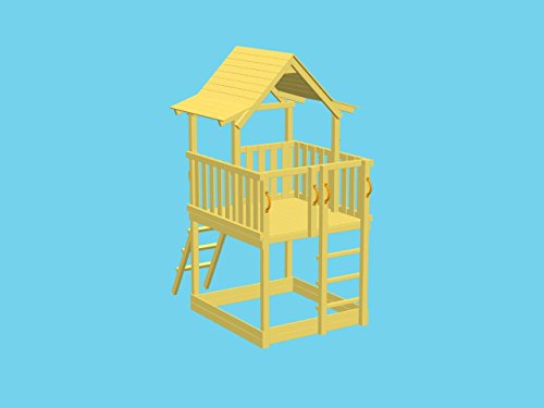 MASGAMES | Parque Infantil Torre Pagoda L + Columpio | Plataforma 120 cm de Altura | Columpio de Dos plazas con Asientos Planos de plástico y Cuerdas | Anclajes incluidos | Uso doméstico |