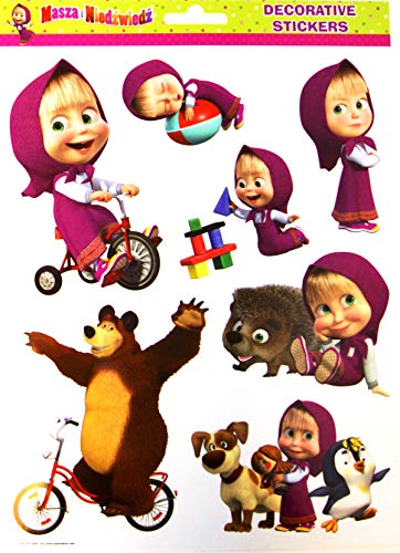 MASHA and The Bear - 14 pegatinas adhesivas para bicicleta, ventana, murales de pared, pegatinas de pared, pegatinas de parachoques