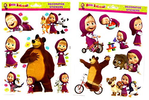 MASHA and The Bear - 14 pegatinas adhesivas para bicicleta, ventana, murales de pared, pegatinas de pared, pegatinas de parachoques