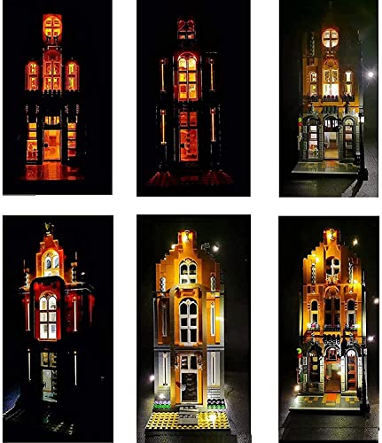 MASSAGERS Kit Bloques Construcción Casas,Heladería,Arquitectura Modular Modelo 2600,Bloques Construcción con Abrazadera y 4 Minifiguras,con Iluminación LED