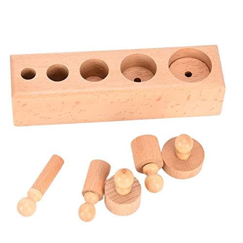 Materiales de Madera para Mini Bloques de Cilindros, Material Seguro de Primera Calidad, Fácil de Agarrar, Ejercicio Cerebral, Enchufe Cilíndrico con Perilla,(Enchufe del Cilindro ohye-Home)