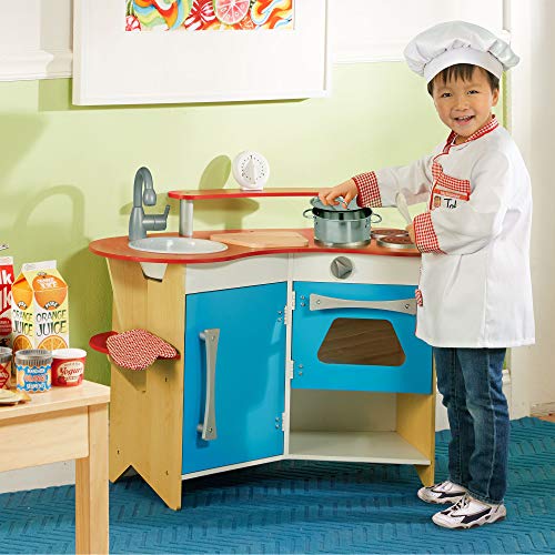 Melissa & Doug Juego imaginativo de cocina El rincón del cocinero, juguete de madera