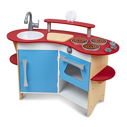 Melissa & Doug Juego imaginativo de cocina El rincón del cocinero, juguete de madera