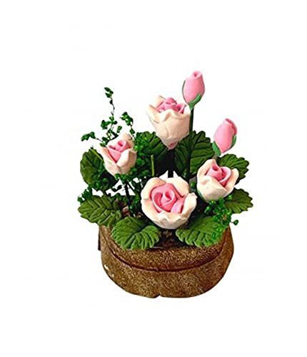 Melody Jane Casa de Muñecas Rosa Rosas En Medio Luna Bañera Miniatura Flores Accesorio de Jardín