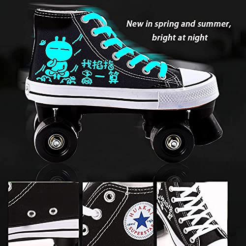 MENG Patines de Rodillos Patines de Patines Quad Tamaño Ajustable para Adultos Niños Principiantes de Novato Hombres Mujeres Unisex 4 Ruedas Paseo Marítimo Interior Y Al Aire Libre Juego con Protecci