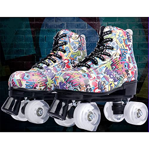 MENG Patines de Rodillos Patines de Patines Quad Tamaño Ajustable para Adultos Niños Principiantes de Novato Hombres Mujeres Unisex 4 Ruedas Paseo Marítimo Interior Y Al Aire Libre Juego con Protecci