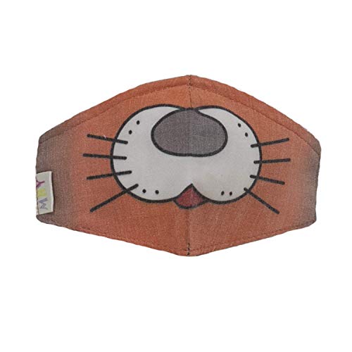 MI HIJA Y YO Pack de 3 Unidades de Máscaras Mascarillas Infantiles, Decoradas con Motivos de Animales. De Tela, Lavables y Reutilizables. Incluye 6 filtros de Regalo (6-9 Años, Gato)