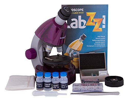 Microscopio Levenhuk LabZZ M101 Amethyst/Amatista para Niños, con Kit de Experimentos – Elija Su Color Favorito