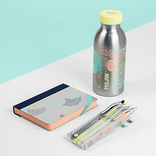 MILAN® Pack botella isotérmica, bolígrafos de colores y libreta serie Silver