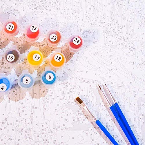 MILEADER Pintura por Números Animales para Adultos, DIY Pintura al óleo Pintar por Numeros Kits sobre Lienzo con Pinceles, Perro Colorido 16 * 20 Pulgadas Sin Marco