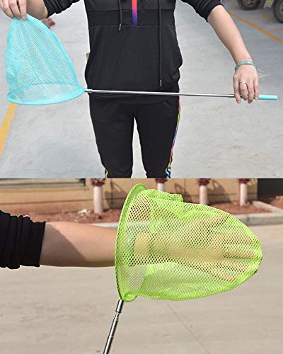 Milopon Red de pesca telescópica para acuarios, peces, redes para niños, extensible, telescópica, estable, mariposa, insecticio, pequeño pesca, juguete de jardín (azul)