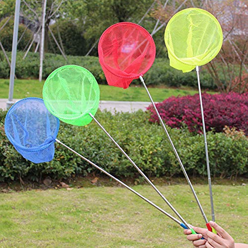 Milopon Red de pesca telescópica para acuarios, peces, redes para niños, extensible, telescópica, estable, mariposa, insecticio, pequeño pesca, juguete de jardín (azul)