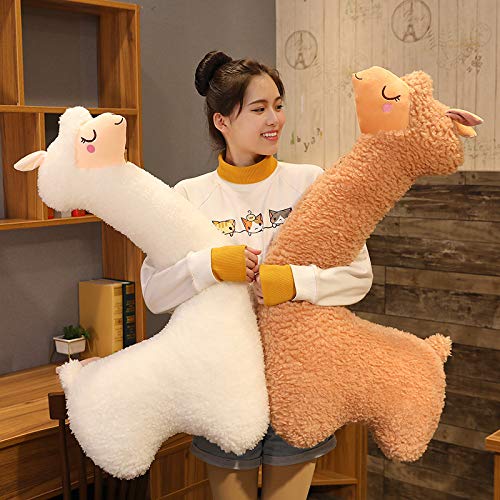 MINGT Fluffy Alpaca Soft Toy - Alpaca Long Neck Plush Toy, Plush Stuffed Llama Animals Toys, Lovely Alpaca Plush Toy, Sofa Pillow Cushion Cartoon Stuffed Dolls, Home Bed Decor Gift (White,75cm)