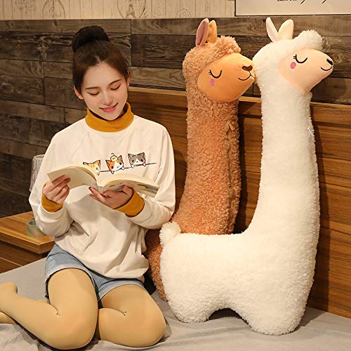 MINGT Fluffy Alpaca Soft Toy - Alpaca Long Neck Plush Toy, Plush Stuffed Llama Animals Toys, Lovely Alpaca Plush Toy, Sofa Pillow Cushion Cartoon Stuffed Dolls, Home Bed Decor Gift (White,75cm)