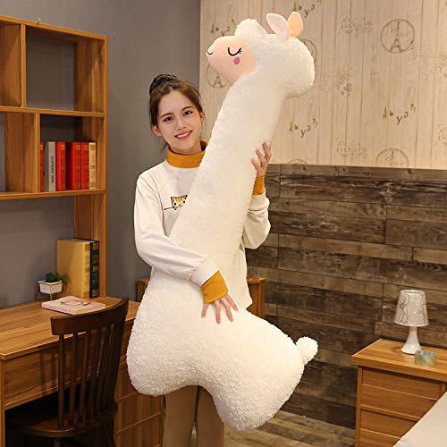 MINGT Fluffy Alpaca Soft Toy - Alpaca Long Neck Plush Toy, Plush Stuffed Llama Animals Toys, Lovely Alpaca Plush Toy, Sofa Pillow Cushion Cartoon Stuffed Dolls, Home Bed Decor Gift (White,75cm)