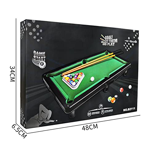 Mini mesa de billar de alta simulación, pequeño juego de snooker portátil de mesa de juego de mesa con 15 pelotas y 2 tacos, mesa de billar para familias, juegos Praty de 48 x 34 x 6,5 cm