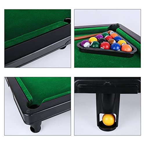 Mini mesa de billar de alta simulación, pequeño juego de snooker portátil de mesa de juego de mesa con 15 pelotas y 2 tacos, mesa de billar para familias, juegos Praty de 48 x 34 x 6,5 cm