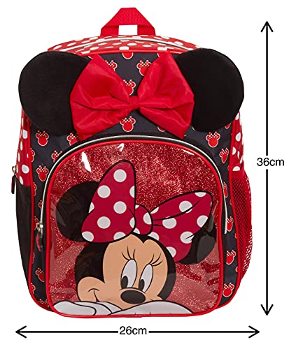 Minnie Mouse - Mochila para niños, diseño de Minnie Mouse, negro/ rojo, Talla única, Mochila