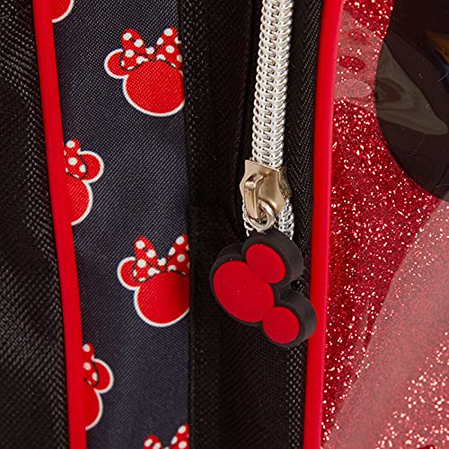 Minnie Mouse - Mochila para niños, diseño de Minnie Mouse, negro/ rojo, Talla única, Mochila