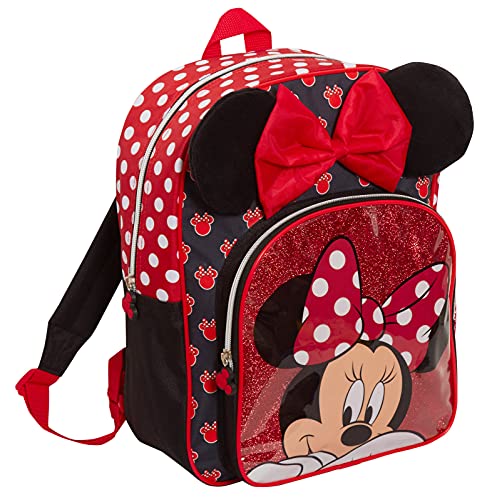 Minnie Mouse - Mochila para niños, diseño de Minnie Mouse, negro/ rojo, Talla única, Mochila