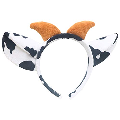 MISHITI Diadema de peluche de cuerno de diablo de vaca de buey de dibujos animados animal Cosplay fiesta de pelo Bandana