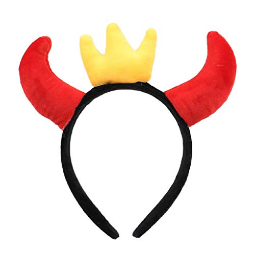 MISHITI Diadema de peluche de cuerno de diablo de vaca de buey de dibujos animados animal Cosplay fiesta de pelo Bandana