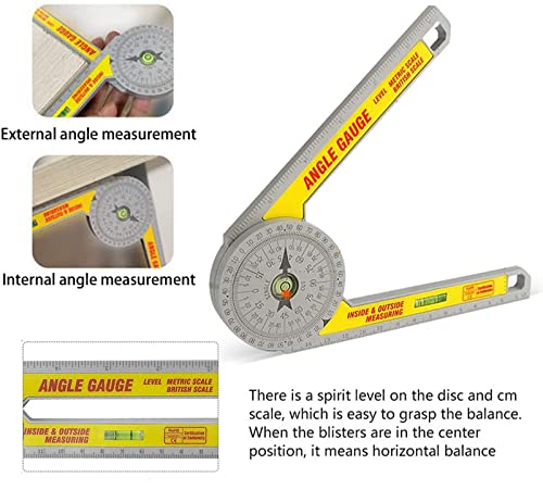 MMADD Herramienta de Protractor, Tractor de Sierra de inglete, Escala de buscador de ángulo a Prueba de óxido, Protractor 360 °, diseño Ajustable y Plegable, para Fontanero de Carpintero