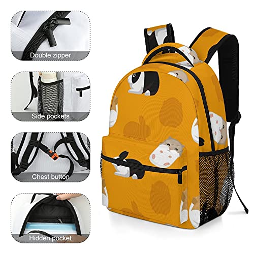 Mochila escolar para niños y niñas, bolsa de guardería, bolsa de viaje para guardería, con clip para el pecho, flor romántica, White-rodent Pet Rabbit, Talla única